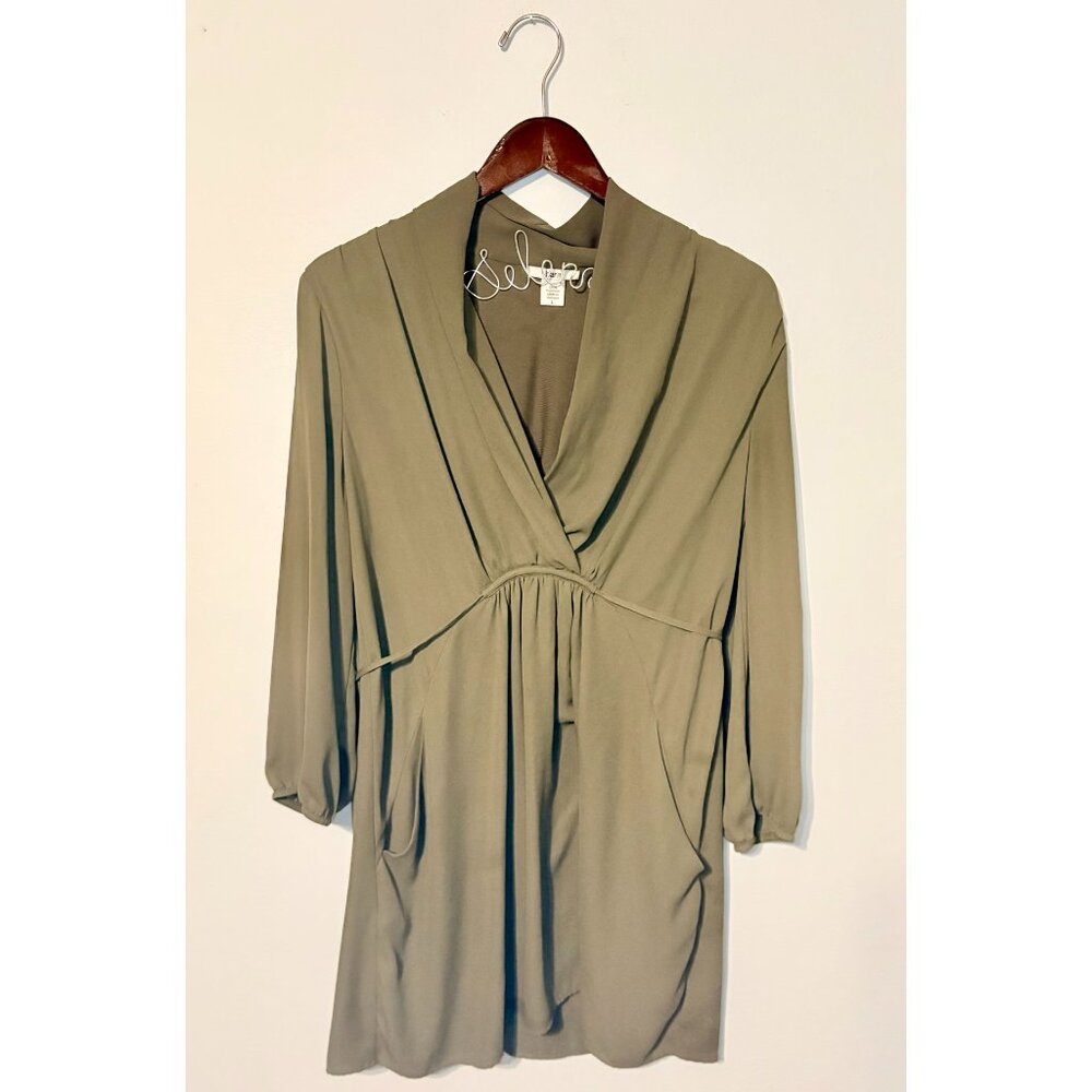Bar III Size L Long Green Blouse with Pockets